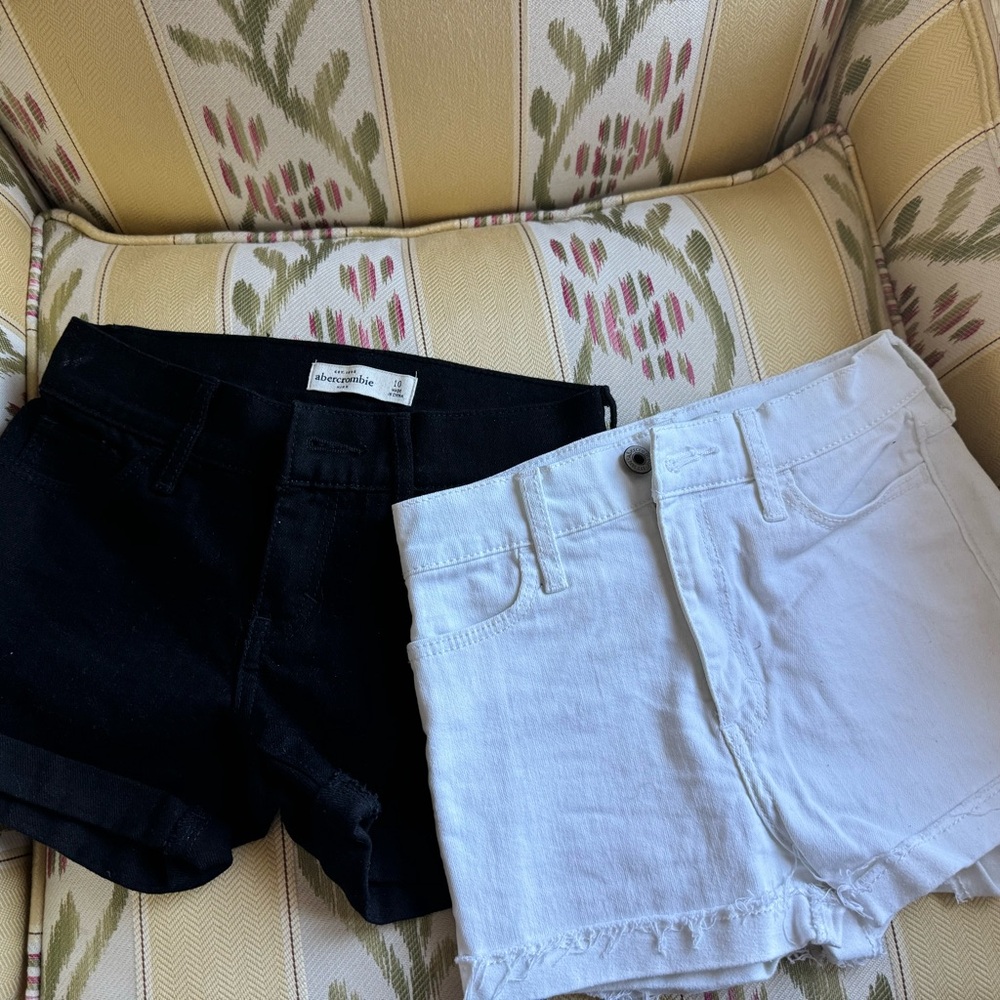 abercrombie kids Black and White Denim Shorts